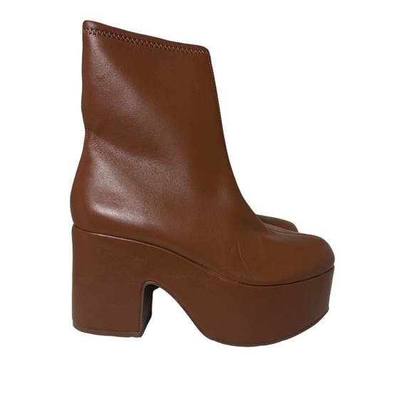 Larroude Miso Platform Boot Camel Stretch Leather Size 7 - Picture 2 of 7